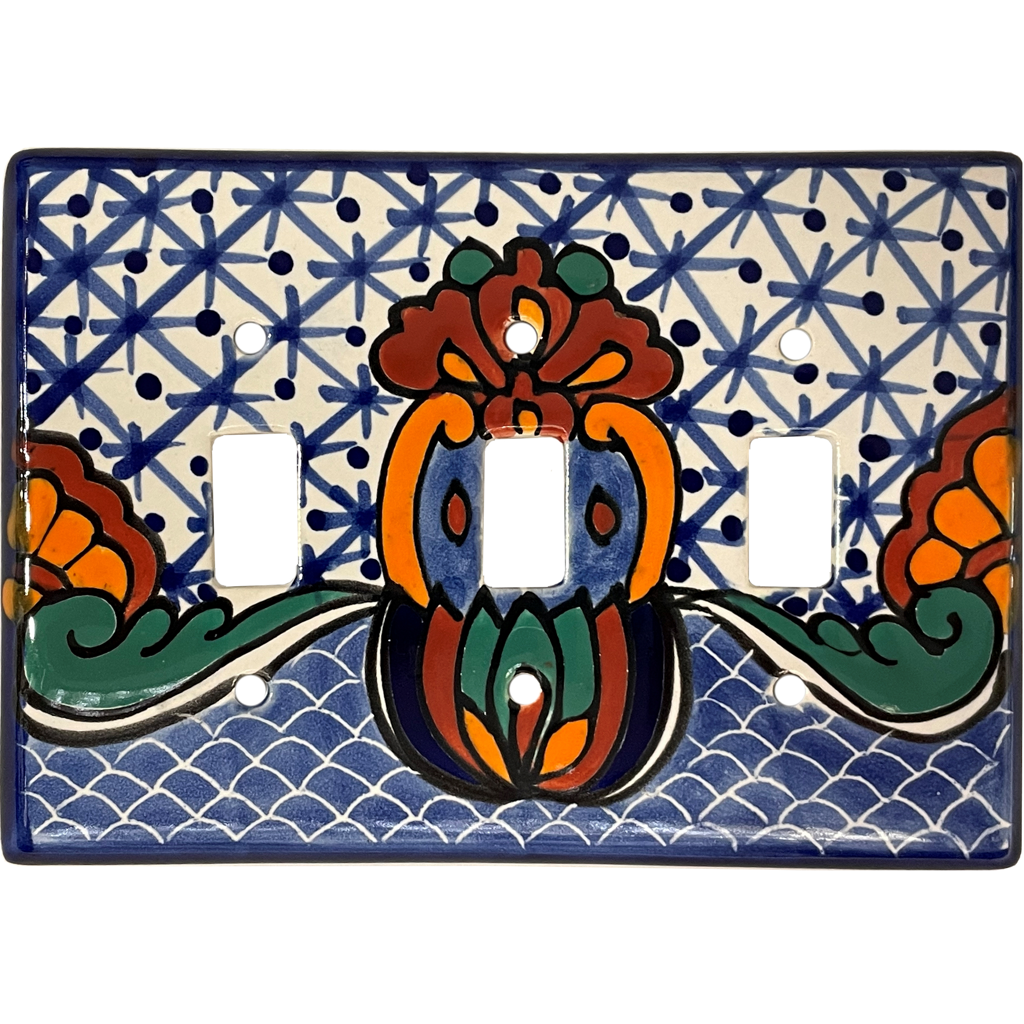 TalaMex Turtle Triple Toggle Mexican Talavera Ceramic Switch Plate