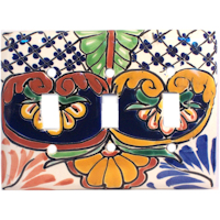 TalaMex Mantel Triple Toggle Mexican Talavera Ceramic Switch Plate