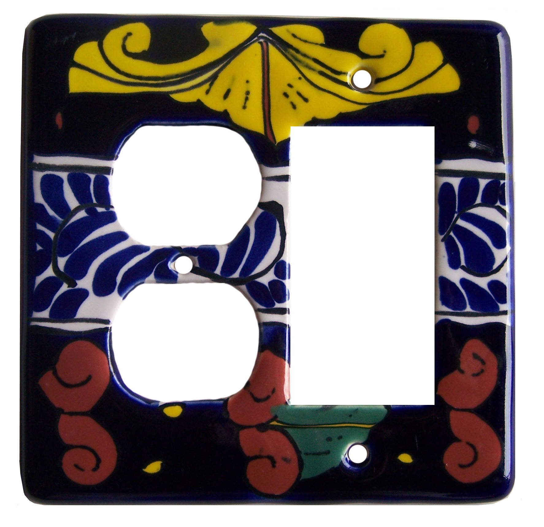 TalaMex Marigold GFI/Rocker-Outlet Mexican Talavera Ceramic Switch Plate