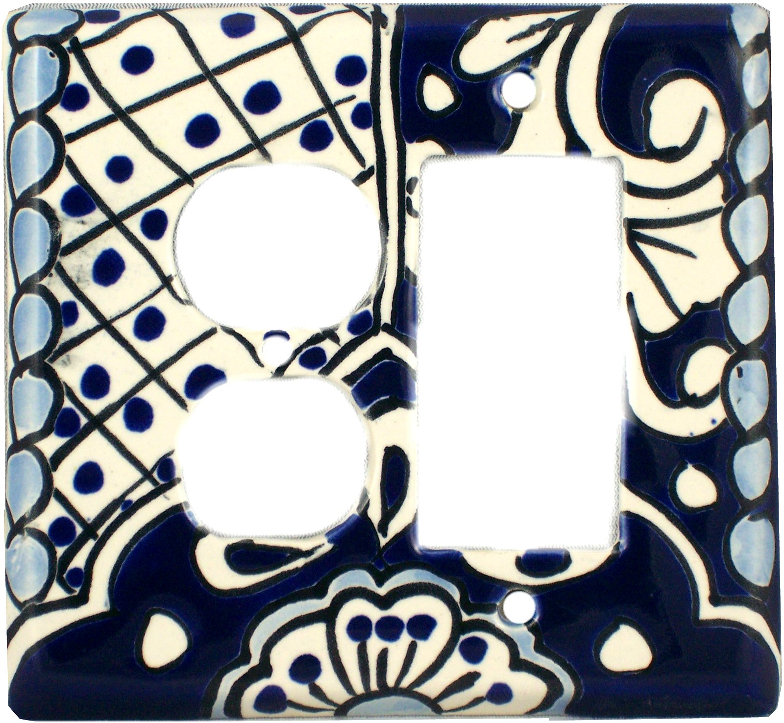 TalaMex Traditional GFI/Rocker-Outlet Mexican Talavera Ceramic Switch Plate