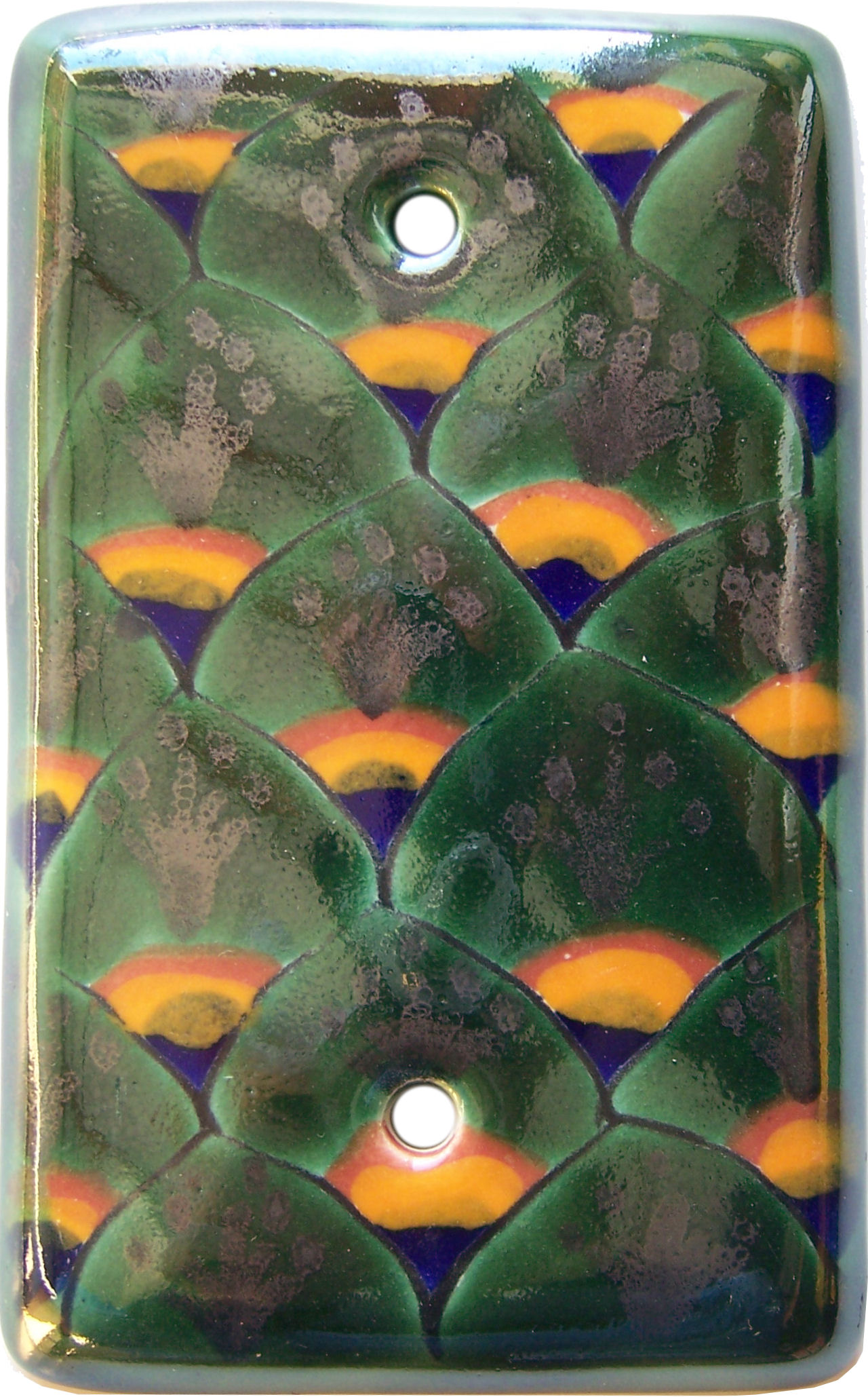 TalaMex Green Peacock Cover Mexican Talavera Ceramic Switch Plate