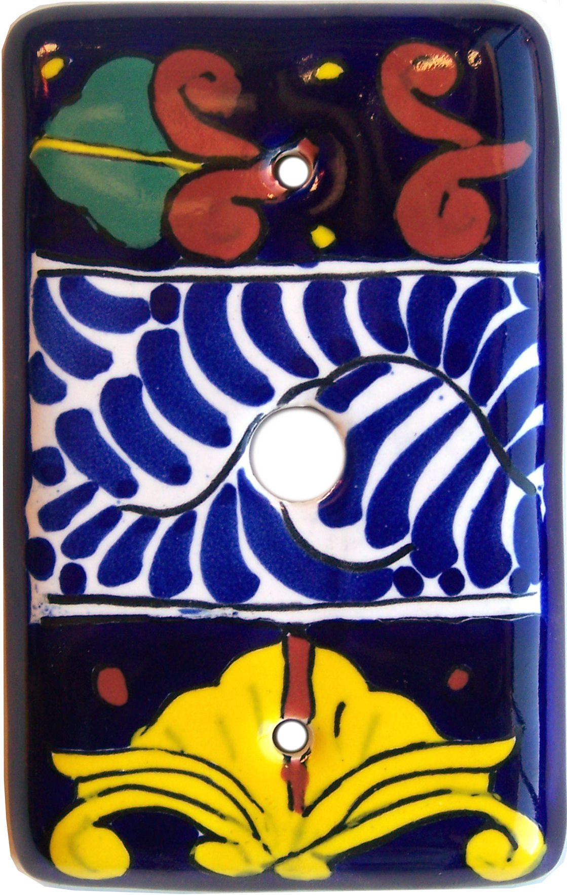 TalaMex Marigold TV Cable Cable Mexican Talavera Ceramic Switch Plate