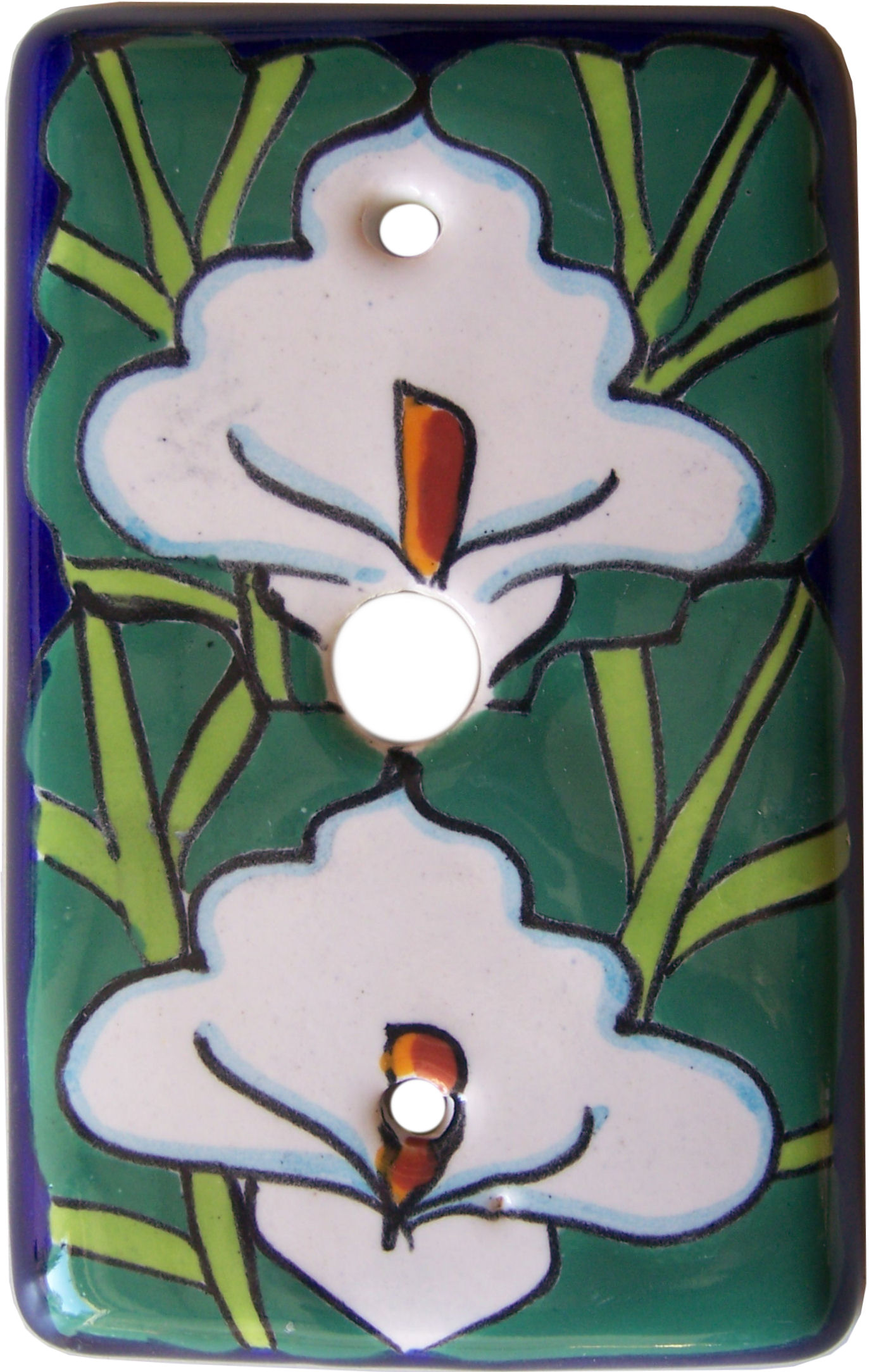 TalaMex Lily TV Cable Cable Mexican Talavera Ceramic Switch Plate