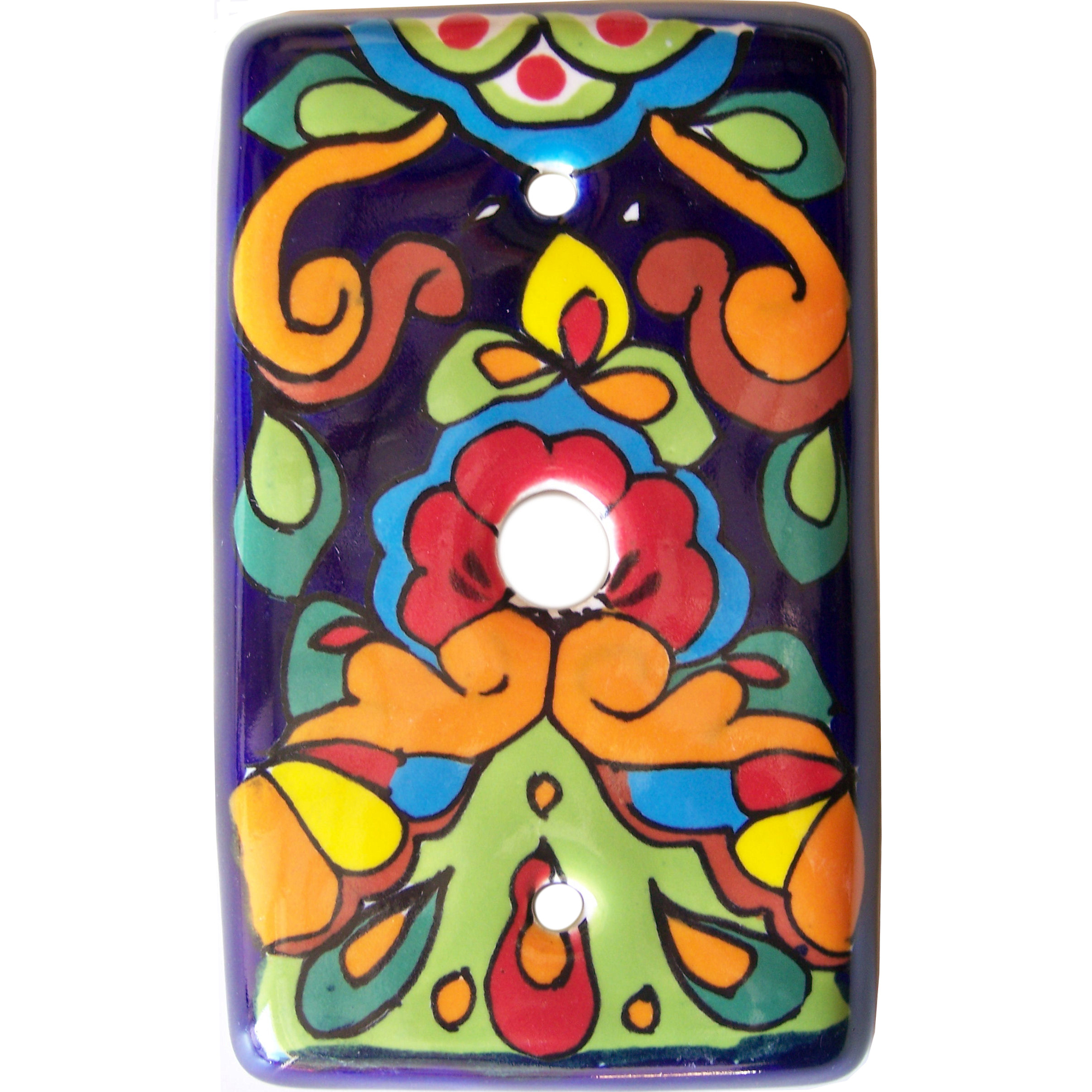 TalaMex Rainbow TV Cable Cable Mexican Talavera Ceramic Switch Plate