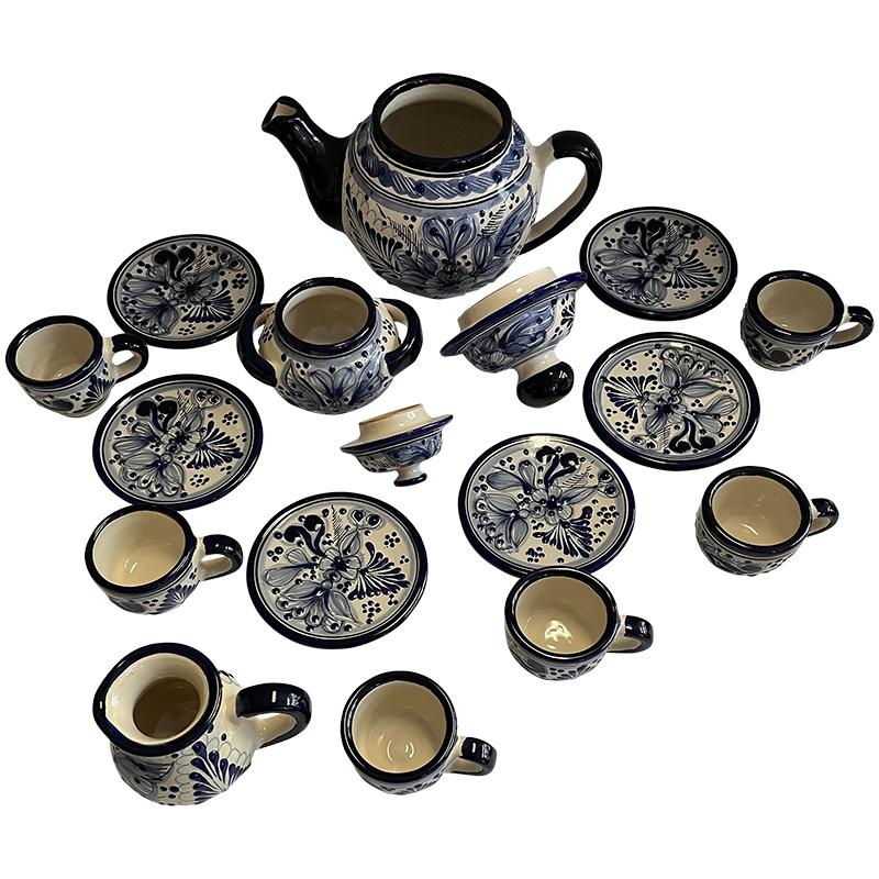 TalaMex Cholula Handmade Traditional Mexican Talavera Ceramic Tea Serving Set Details