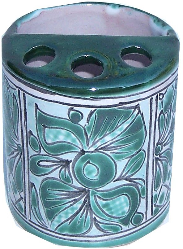 Green/White Toothbrush Holder