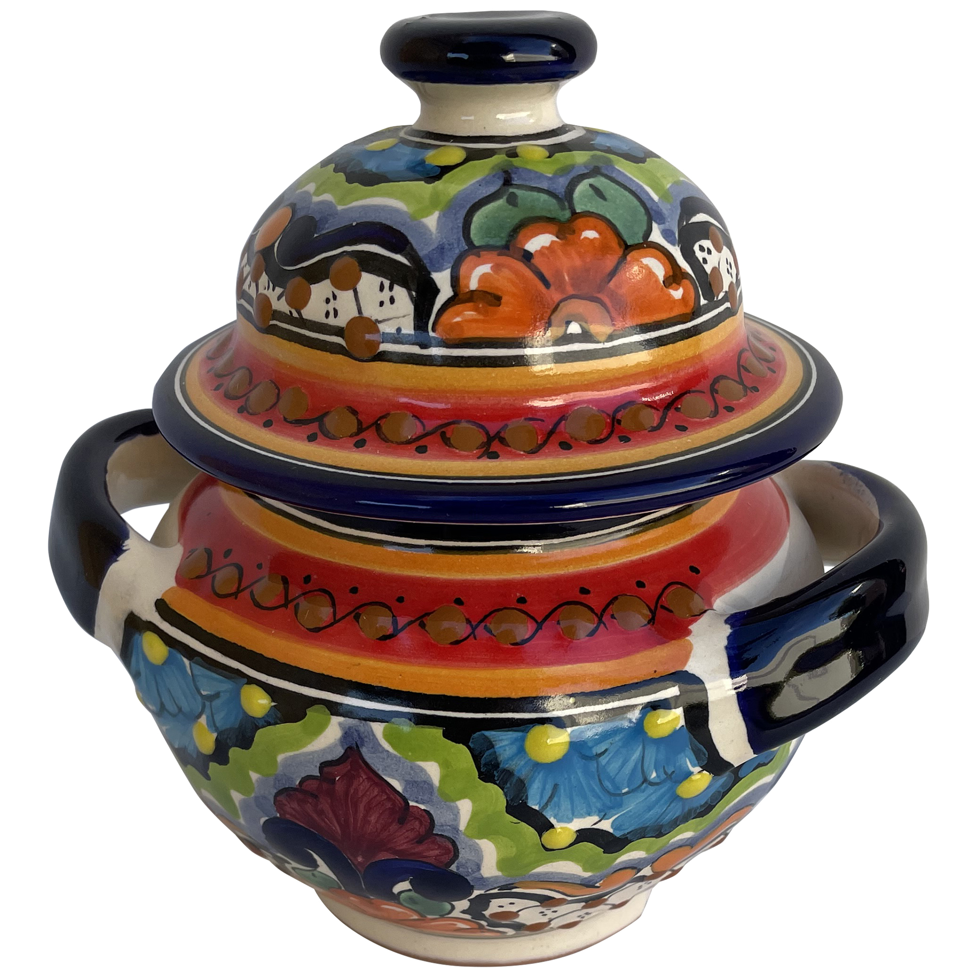 TalaMex Cuautla Handmade Multicolor Mexican Talavera Sugar Jar