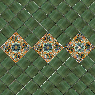 TalaMex Green Talavera Mexican Tile Close-Up