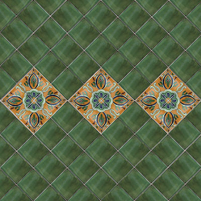 TalaMex Green Talavera Mexican Tile Close-Up