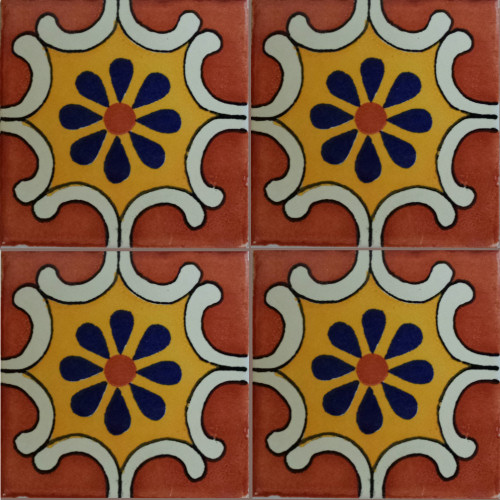 TalaMex Arab Terra Talavera Mexican Tile Close-Up