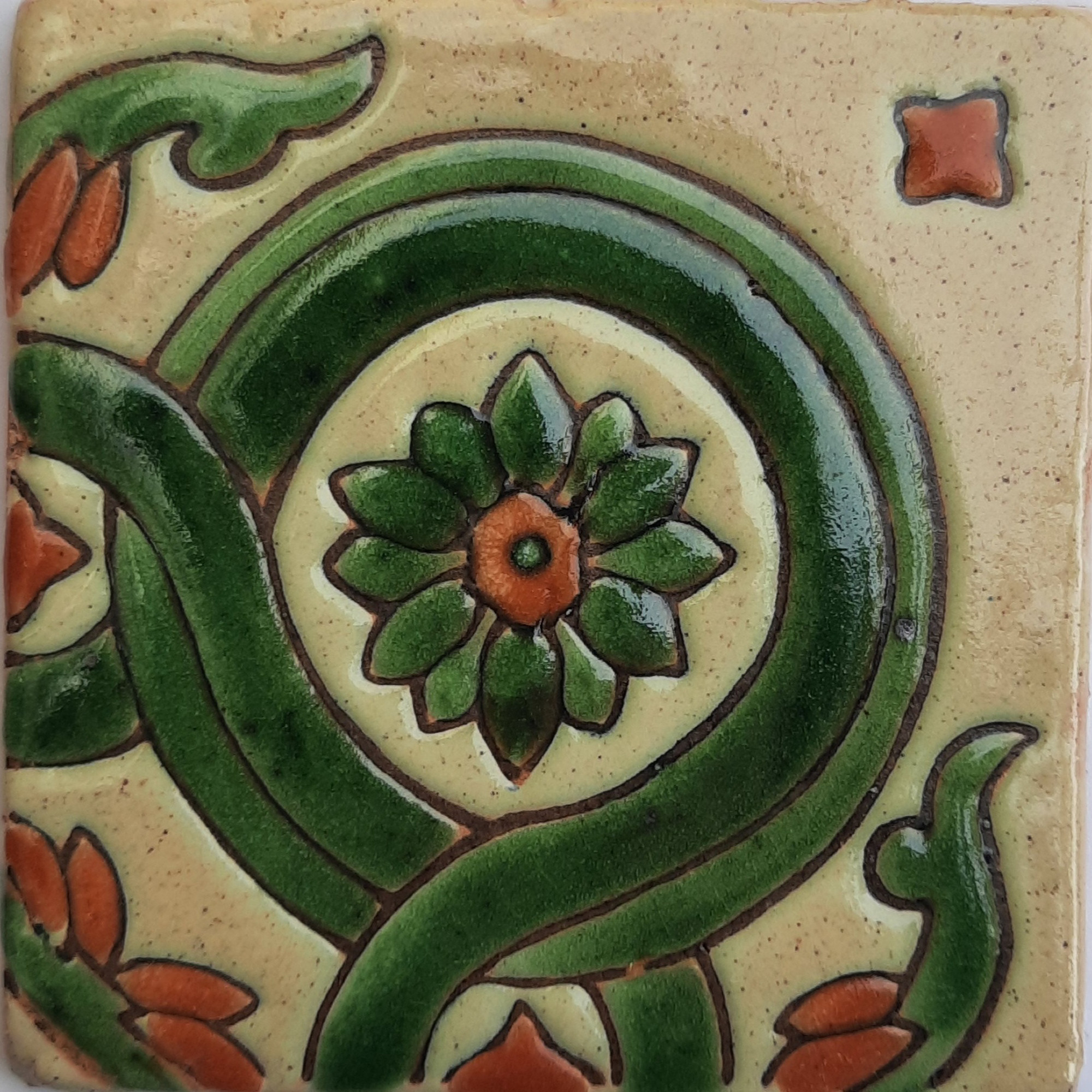 Alhambra Corner Green Atenas Talavera Mexican Tile