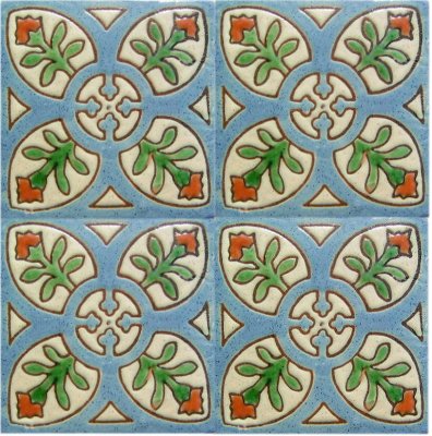 Alhambra Cyan Perpignan Talavera Mexican Tile Close-Up