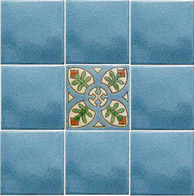 Alhambra Cyan Perpignan Talavera Mexican Tile Details