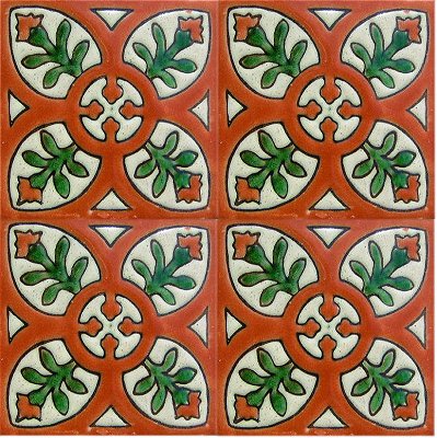 Alhambra Terracota Perpignan Talavera Mexican Tile Close-Up