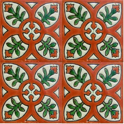 Alhambra Terracota Perpignan Talavera Mexican Tile Close-Up