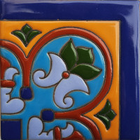 TalaMex Corner Aqua Raised Talavera Mexican Tile