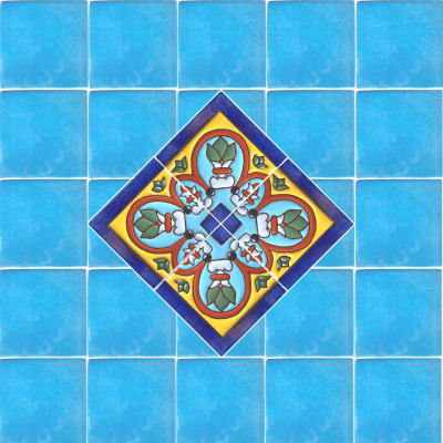 TalaMex Corner Aqua Raised Talavera Mexican Tile Details