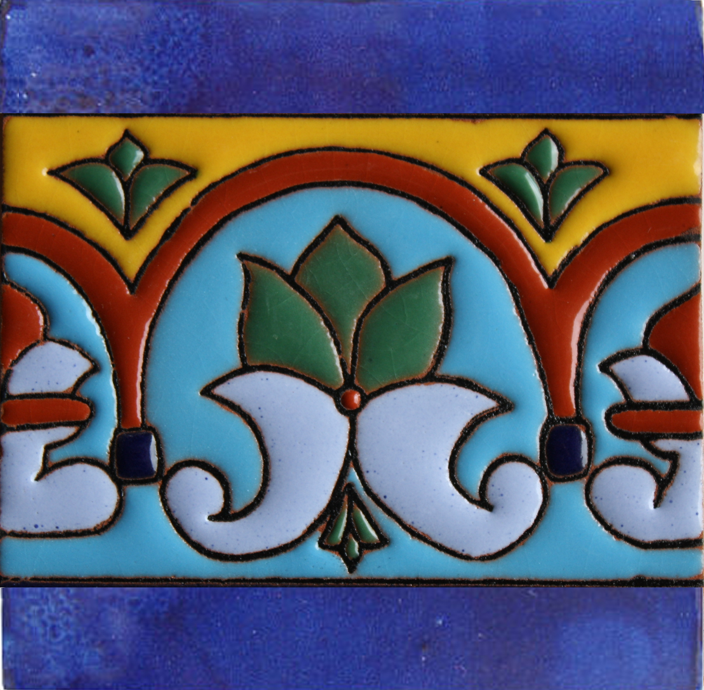 TalaMex Aqua Border Raised Talavera Mexican Tile