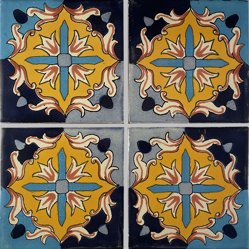 TalaMex Aqua Fire Talavera Mexican Tile Details