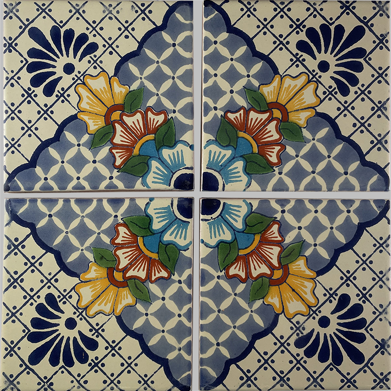 TalaMex Blue Mesh Talavera Mexican Tile Details