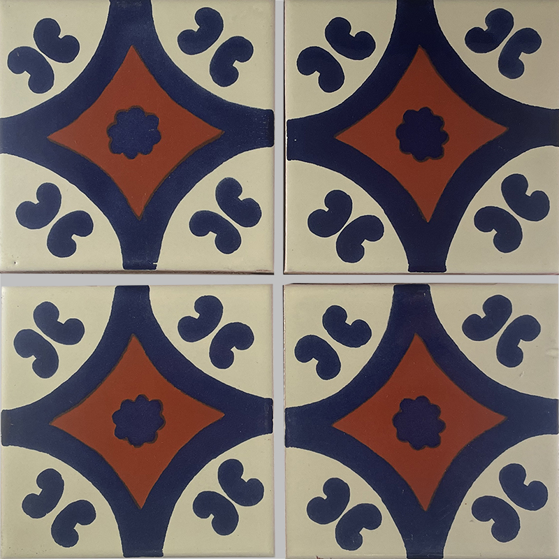 TalaMex Blue Diamond Talavera Mexican Tile Details