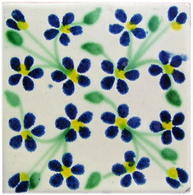 TalaMex Blue Violets Talavera Mexican Tile