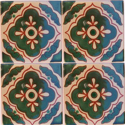 TalaMex Green Toledo Talavera Mexican Tile Close-Up