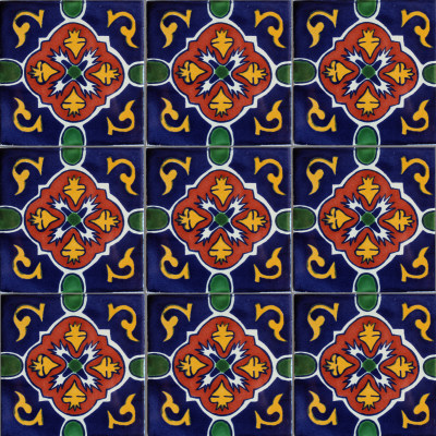 TalaMex Blue Granada Talavera Mexican Tile Close-Up