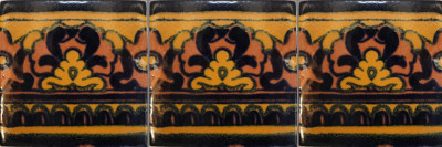 Black Mayan Talavera Mexican Tile Close-Up