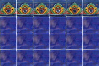 TalaMex Cobalt Blue Talavera Mexican Tile Close-Up