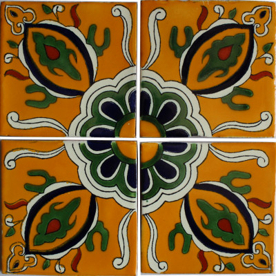 TalaMex Colima Talavera Tile Close-Up