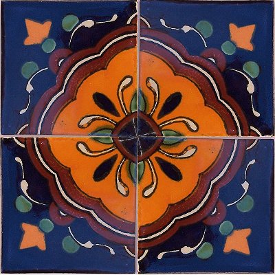 TalaMex Concha Flower Talavera Mexican Tile Close-Up