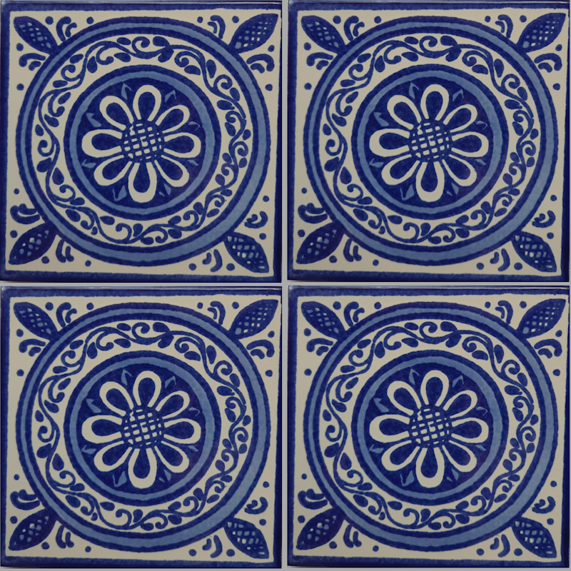 TalaMex Blue Target Talavera Mexican Tile Details