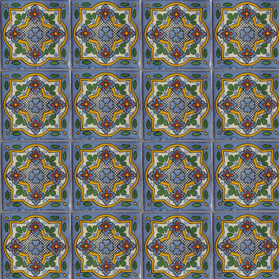 TalaMex Sky Talavera Mexican Tile Close-Up