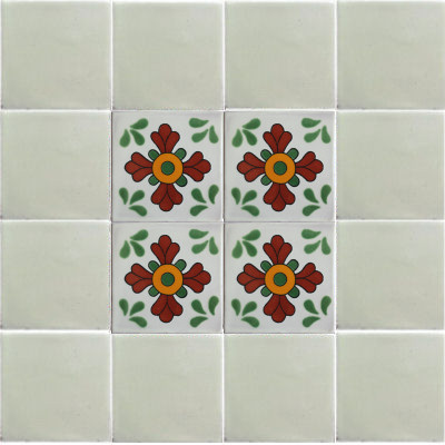 TalaMex Green Seville Talavera Mexican Tile Close-Up