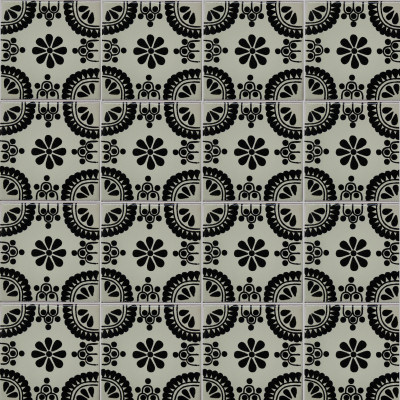 TalaMex Black Madrid Talavera Mexican Tile Close-Up
