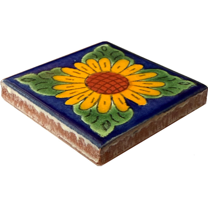 TalaMex Sunflower Talavera Mexican Tile Close-Up