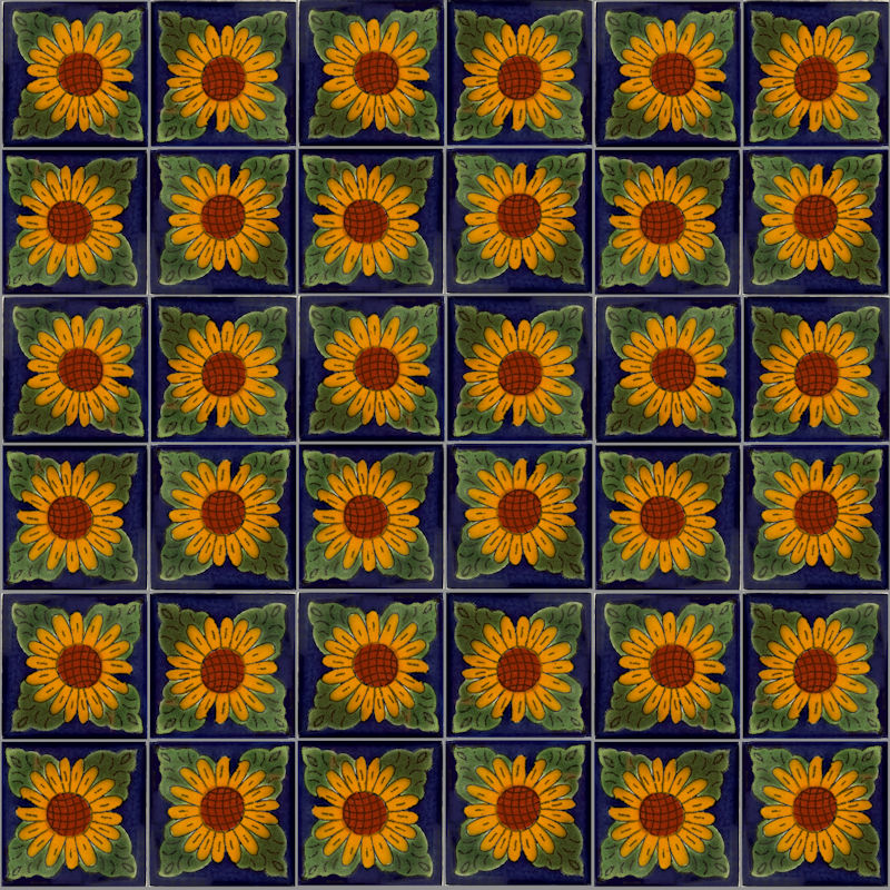 TalaMex Sunflower Talavera Mexican Tile Details