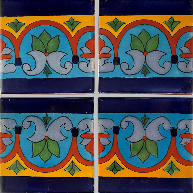 TalaMex Aqua Border Talavera Mexican Tile Details