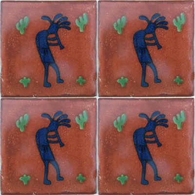 TalaMex Kokopelli Talavera Mexican Tile Close-Up