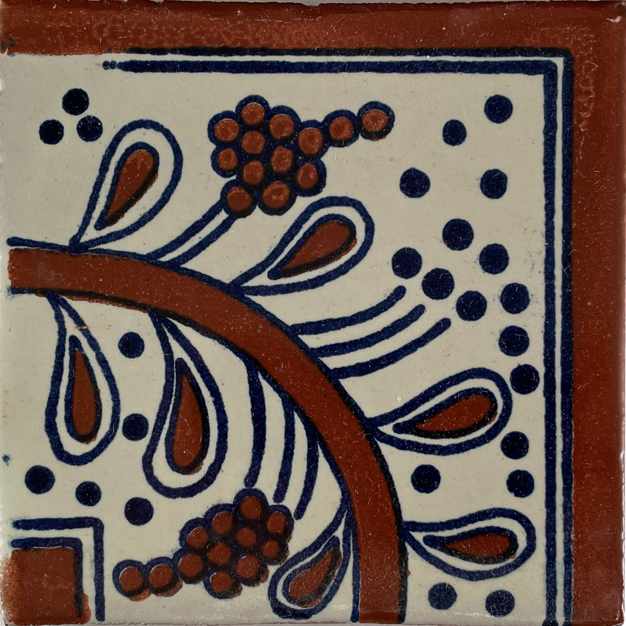 TalaMex Terracota Bower Corner Talavera Mexican Tile