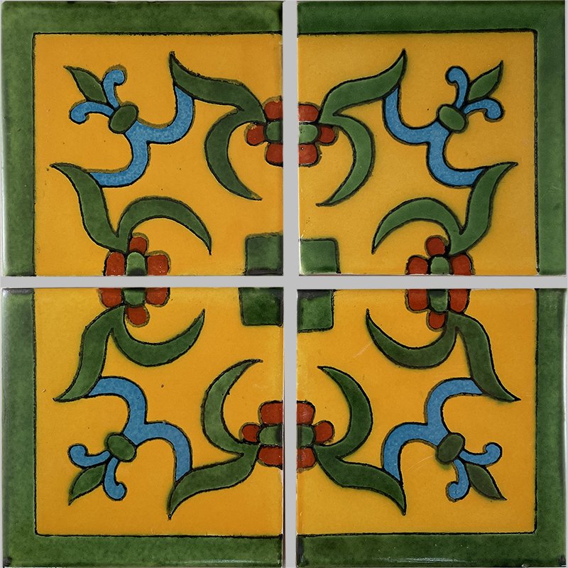 TalaMex Yellow Liz Corner Talavera Mexican Tile Details