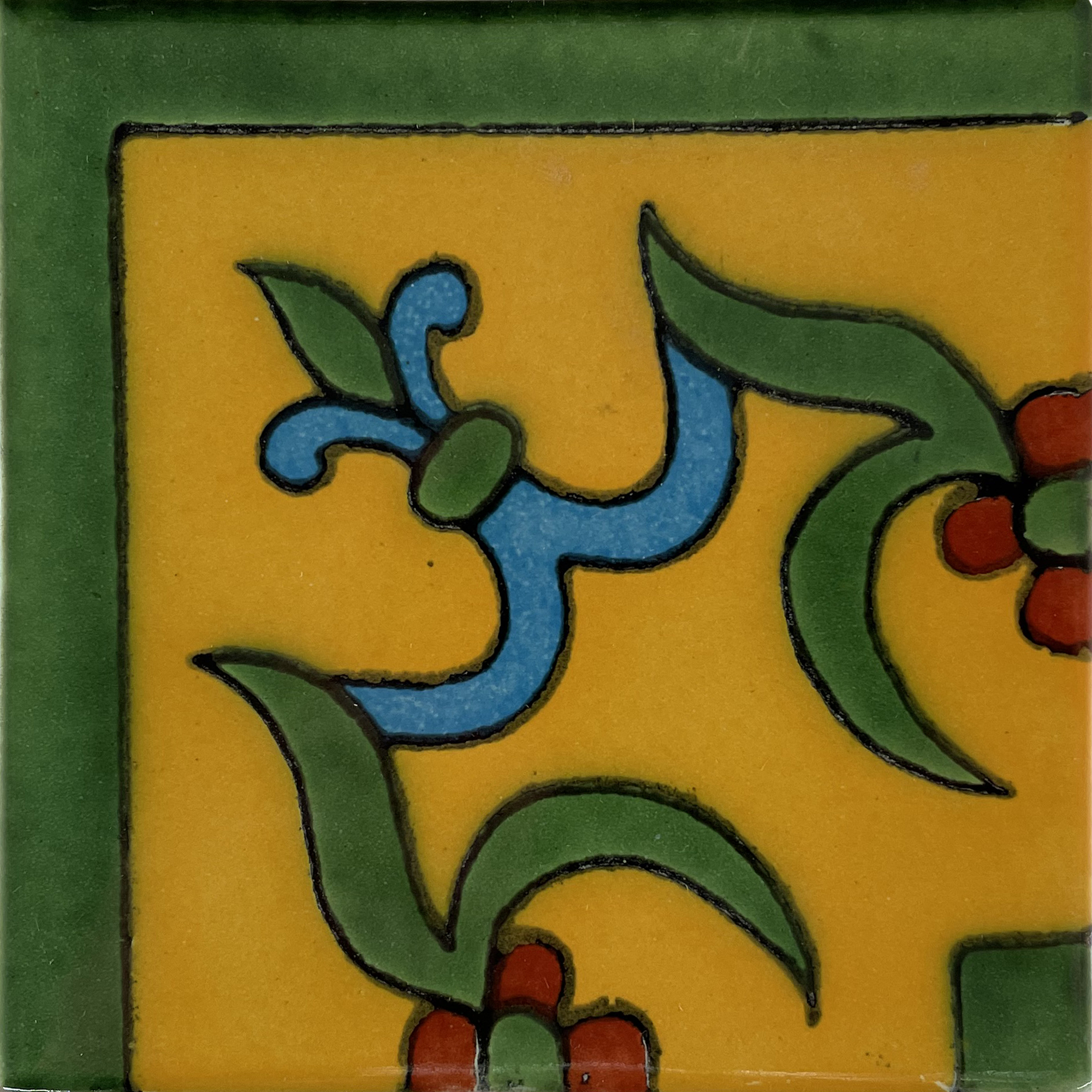 TalaMex Yellow Liz Corner Talavera Mexican Tile