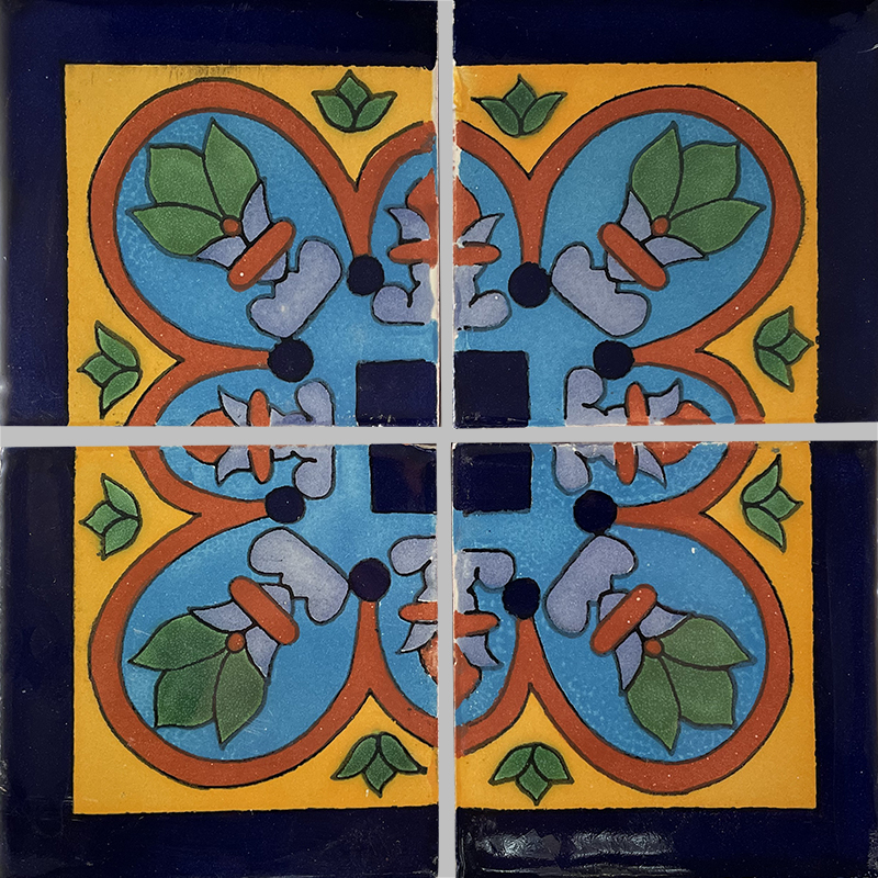 TalaMex Corner Aqua Talavera Mexican Tile Details