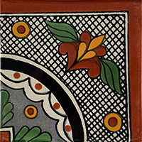 TalaMex Black Arc Corner Talavera Mexican Tile