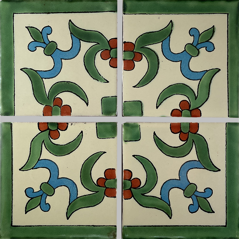 TalaMex White Liz Corner Talavera Mexican Tile Details