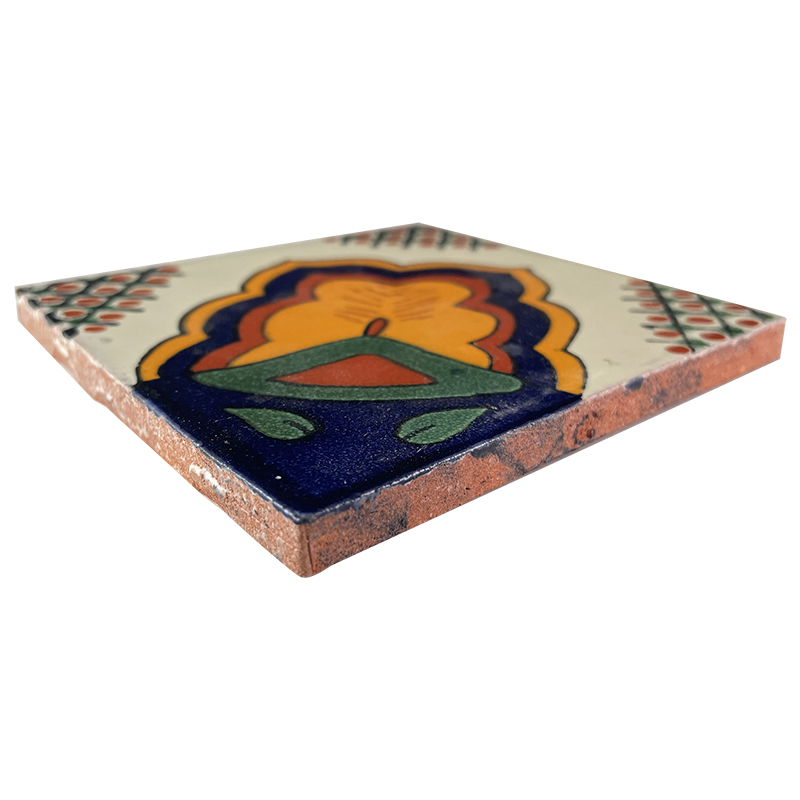 TalaMex Corner Sunrise Talavera Mexican Tile Close-Up