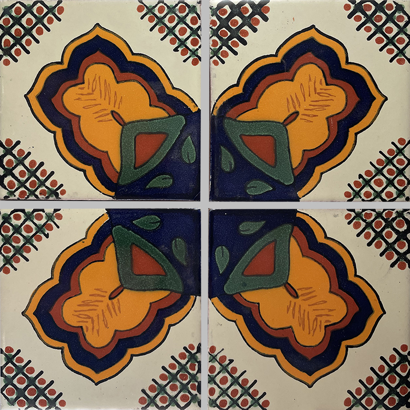 TalaMex Corner Sunrise Talavera Mexican Tile Details