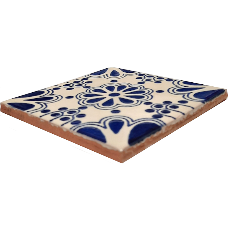 TalaMex Blue Bouquet Talavera Mexican Tile Close-Up