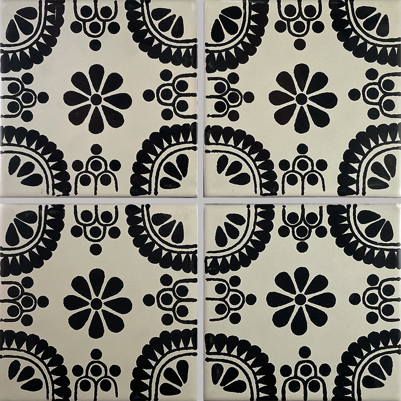 TalaMex Black Madrid Talavera Mexican Tile Details